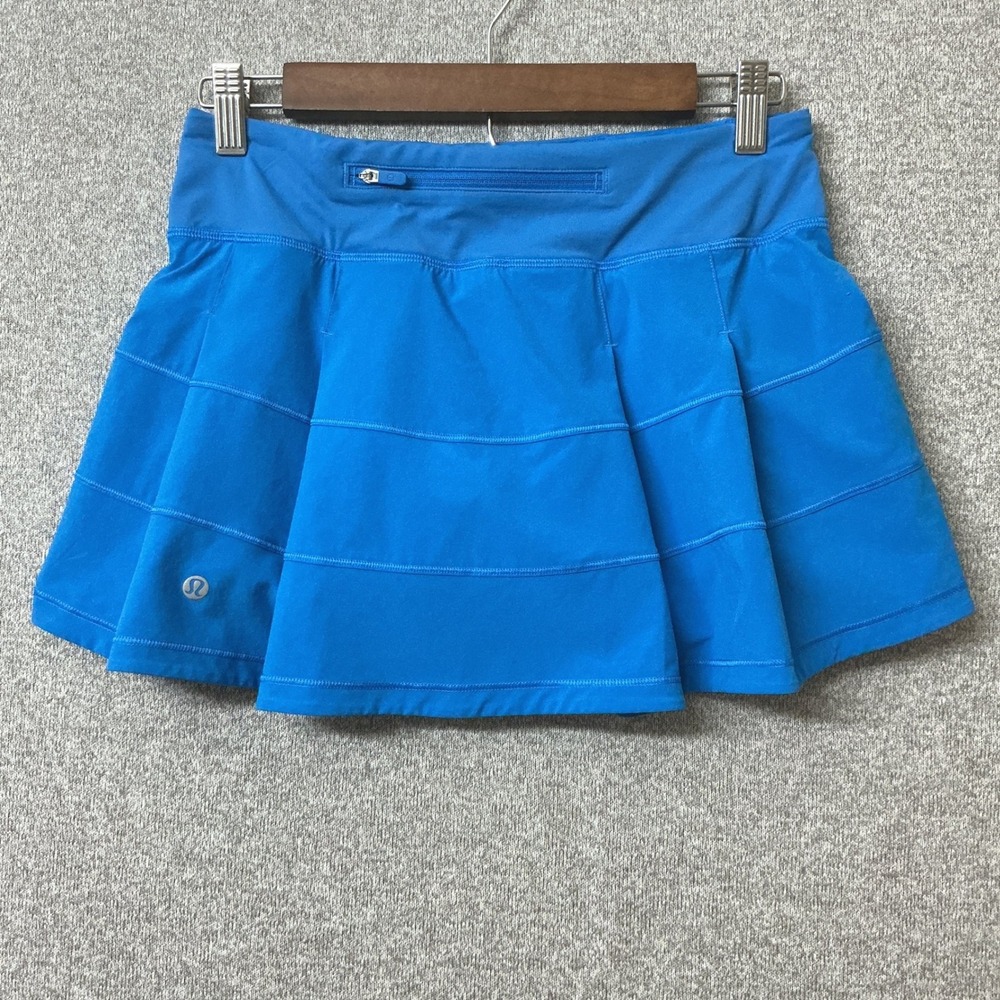 Lululemon Pace Rival Mid-Rise Skort Skirt with Shorts Size 4 Blue Pleated Tennis
